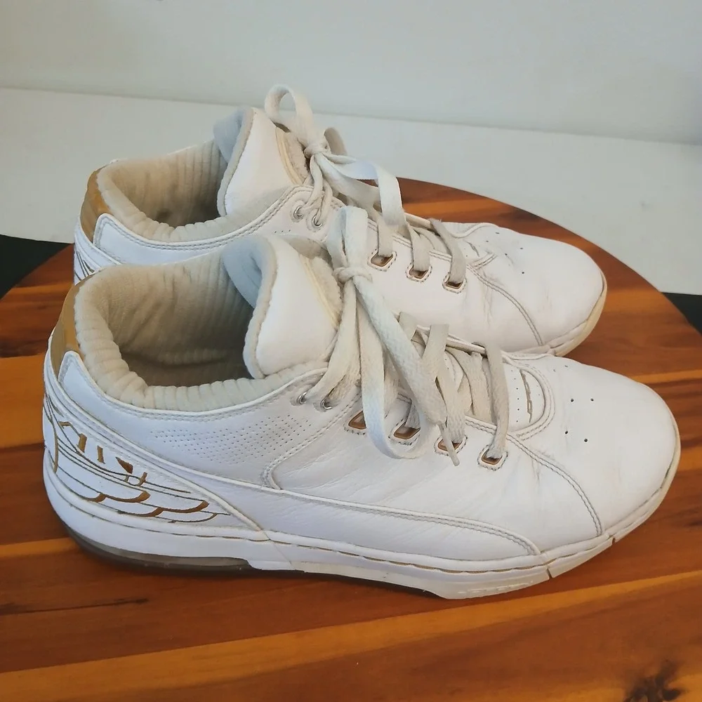 Nike Air Jordan 'O School Mens 10 White Metallic Gold Sneakers Shoes 317765-102